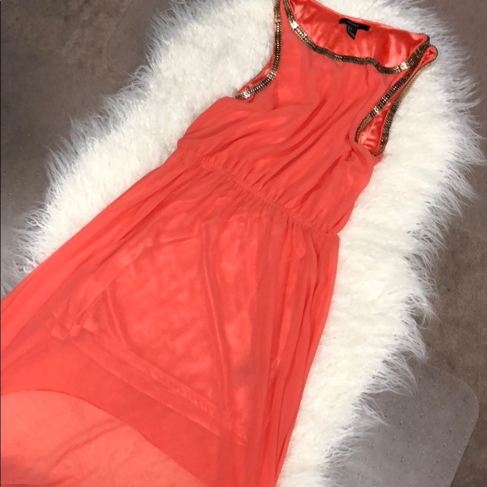 Coral hi-lo dress